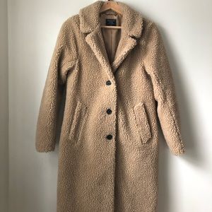 Abercrombie & Fitch long Sherpa coat tan small